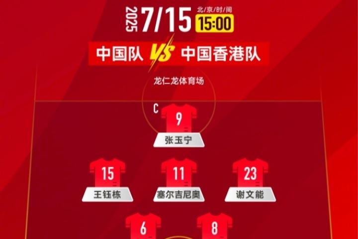 国足官方首发阵型:4231,塞鸟前腰,张玉宁突前,黄政宇徐新后腰