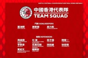 中国香港东亚杯名单:9人来自中超中甲联赛,安永佳、陈晋一领衔