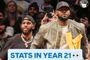  保罗将成为第七个！美媒列前六位球员第21个赛季数据：老詹25+7+8